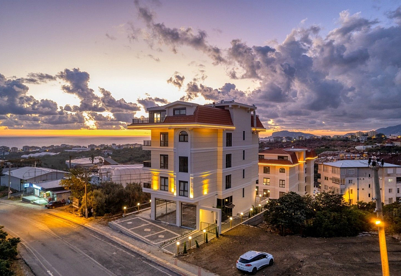 Светлые апартаменты 1+1 с видом на море в районе Кестель