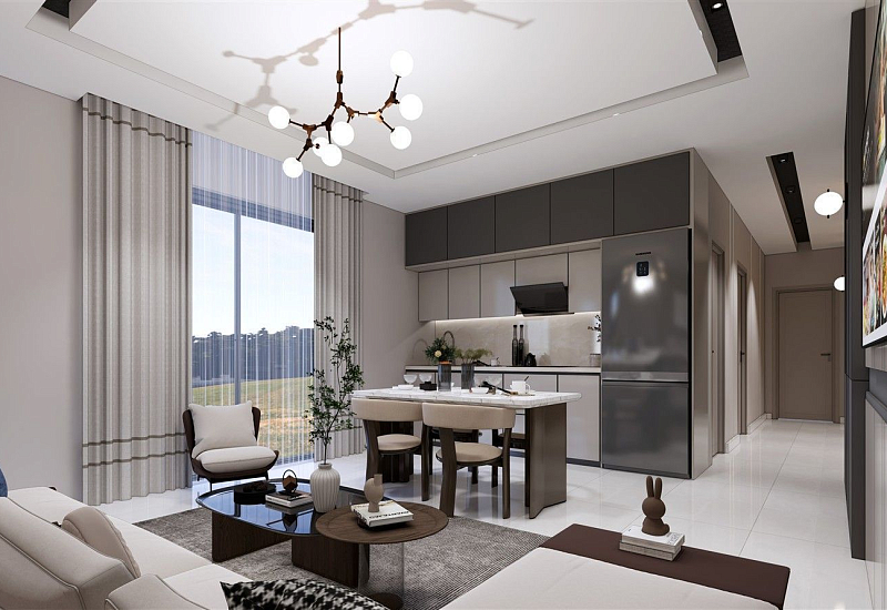 Новые апартаменты 1+1, 2+1 и 4+1 в 650 метрах от моря в районе Клеопатра