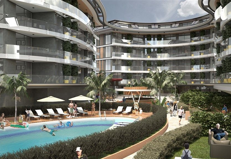 Современная квартира 1+1 с видом на море в районе Оба