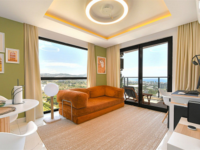 Стильная квартира 1+1 с мебелью и видом на море в районе Махмутлар