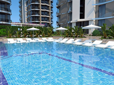 Апартаменты 1+1 на стадии строительства в элитном ЖК, район Тосмур